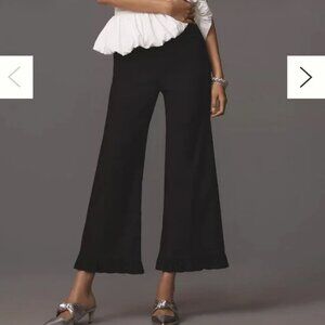 Anthropologie Maeve The Colette Magic Fabric Ruffle-Hem Crop Wide-Leg Pants